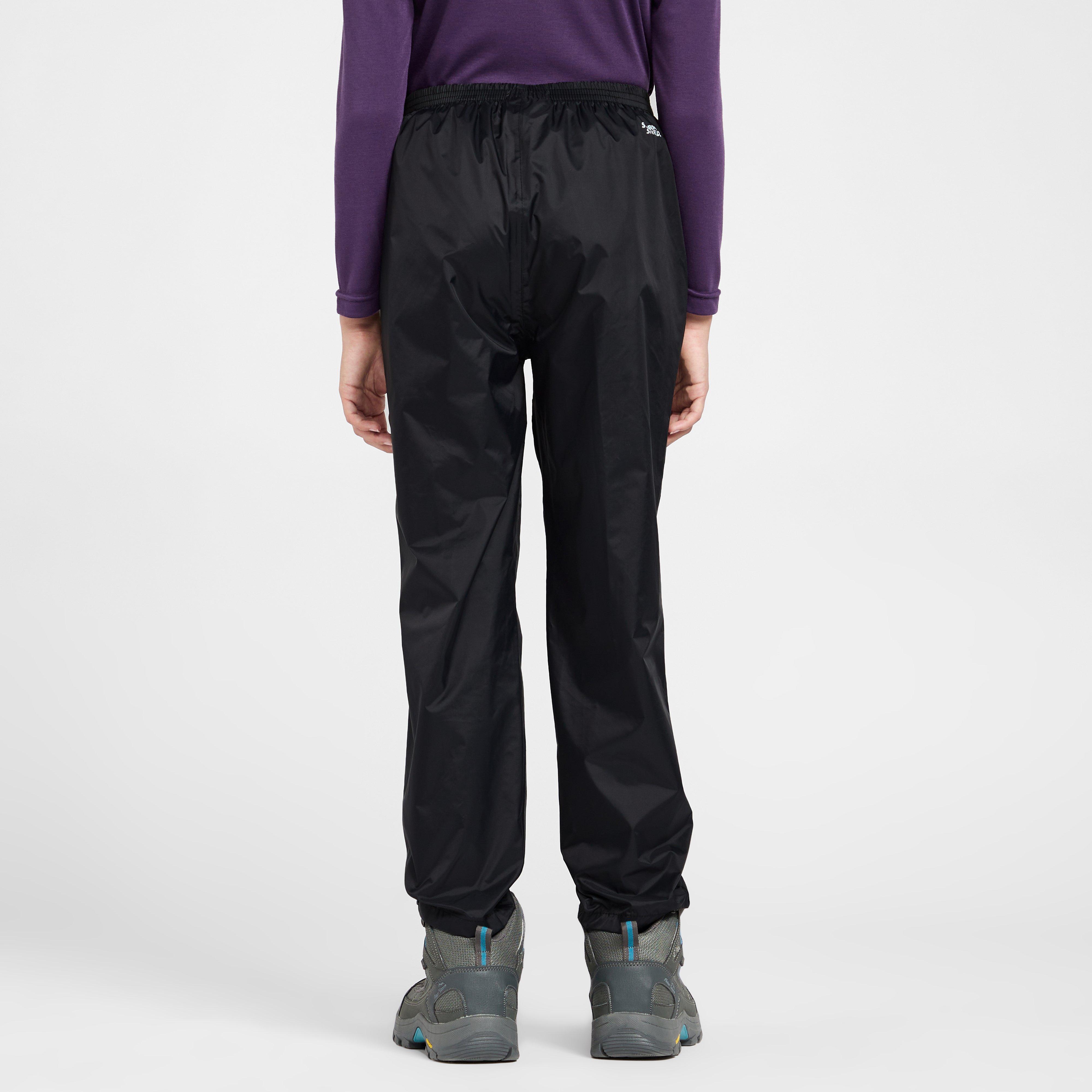 Kids Packable Waterproof Pants Black