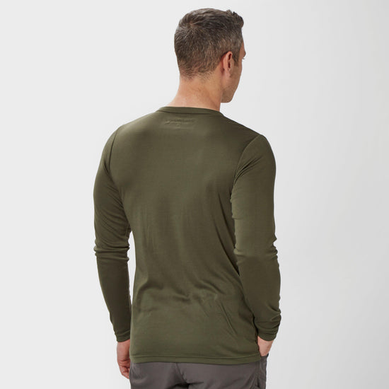 Mens Long Sleeved Thermal Crew Neck Top Khaki