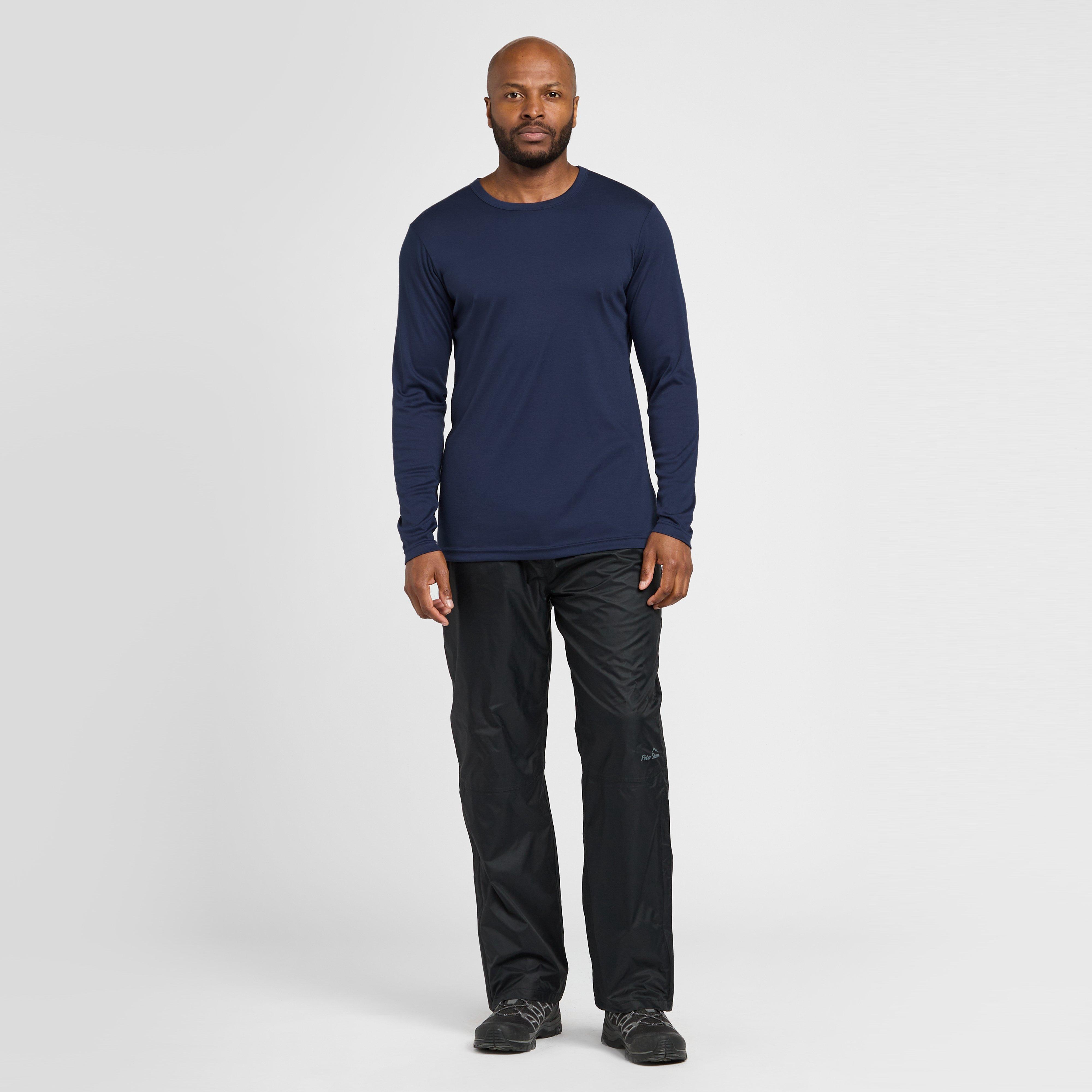 Mens Long Sleeved Thermal Crew Neck Top Navy