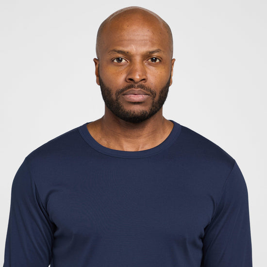 Mens Long Sleeved Thermal Crew Neck Top Navy
