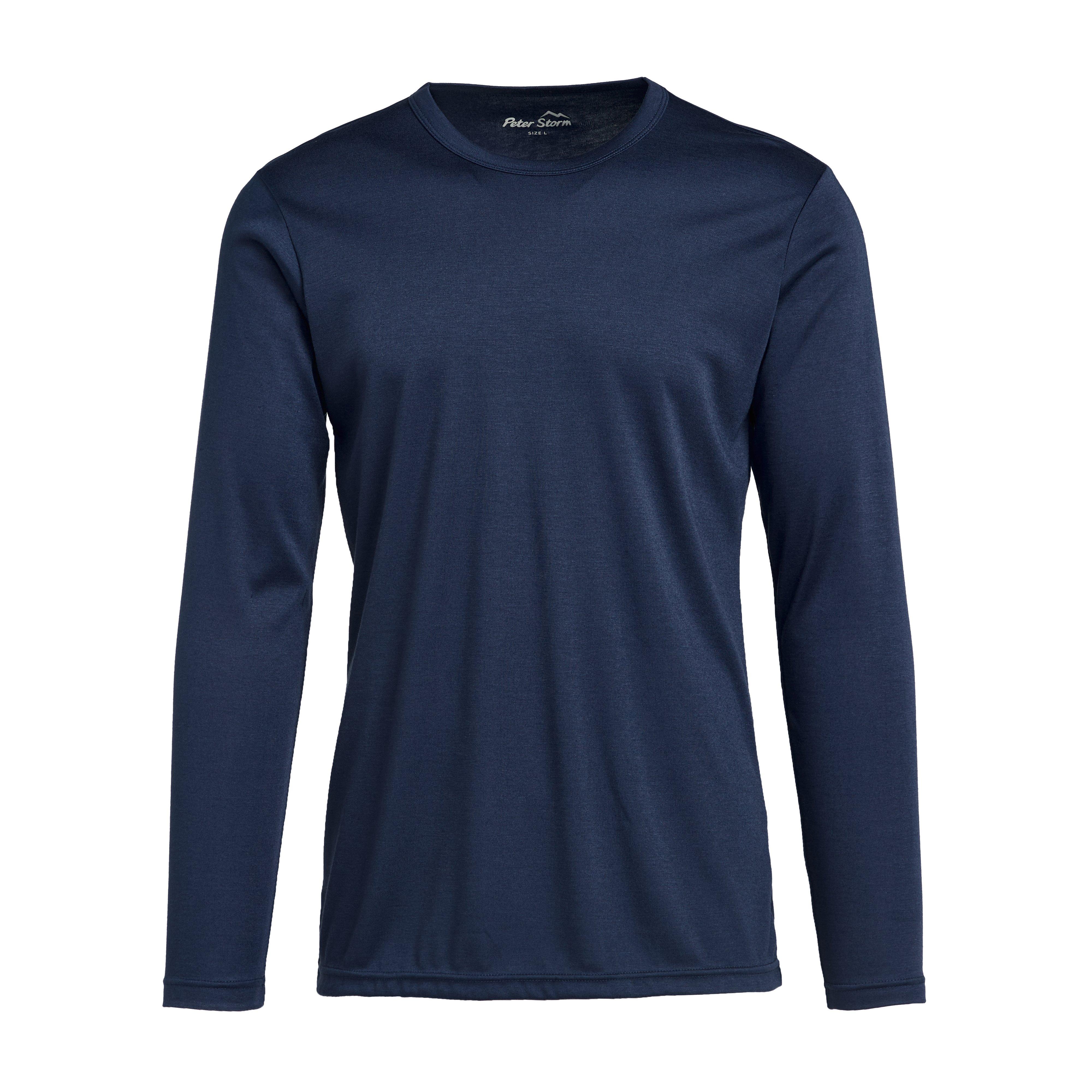Mens Long Sleeved Thermal Crew Neck Top Navy