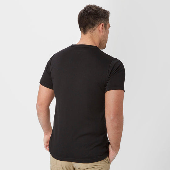 Mens Short Sleeved Thermal Crew Neck Top Black