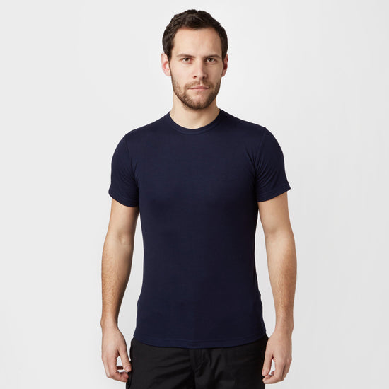 Mens Short Sleeved Thermal Crew Neck Top Navy