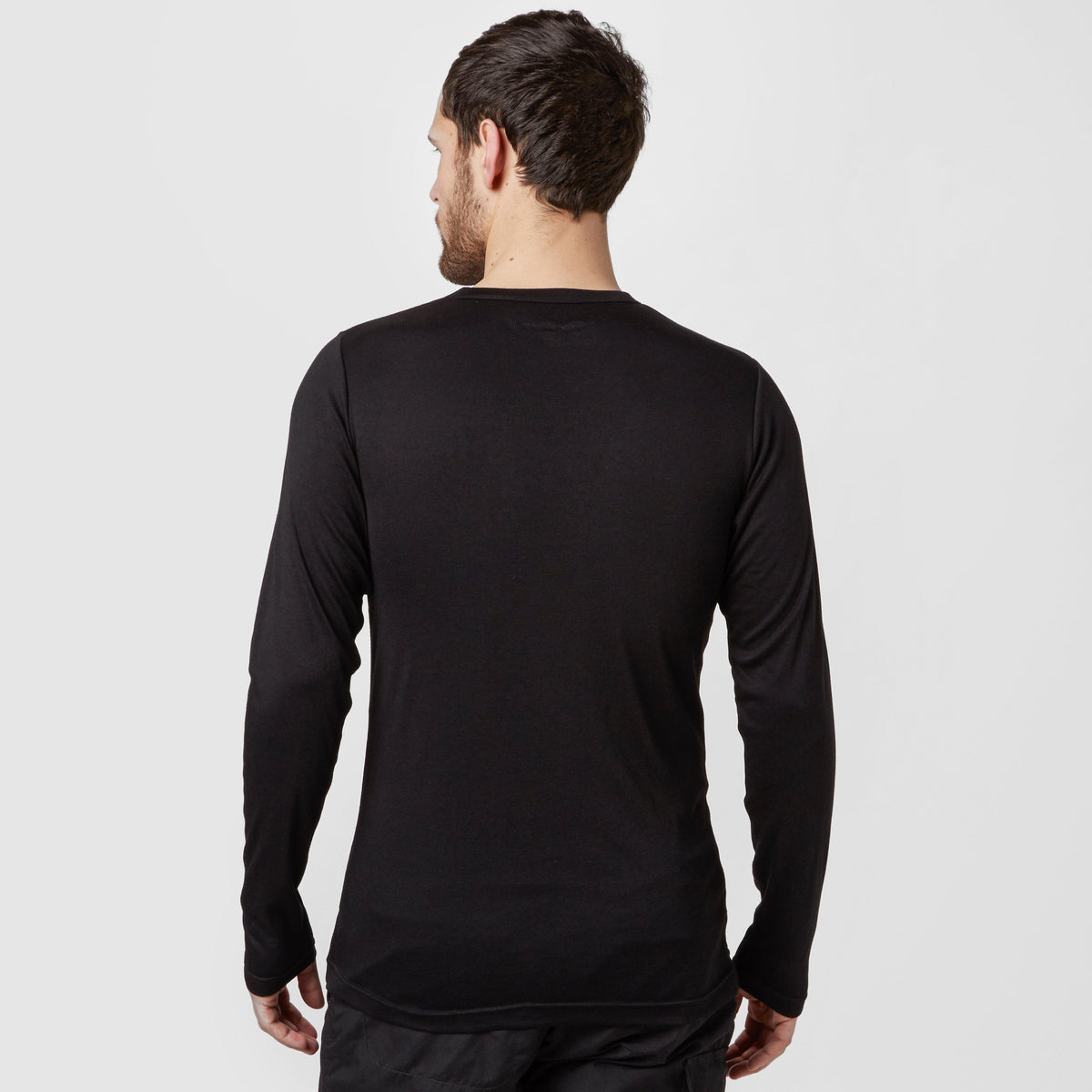 Mens Long Sleeved Thermal Crew Neck Top Black