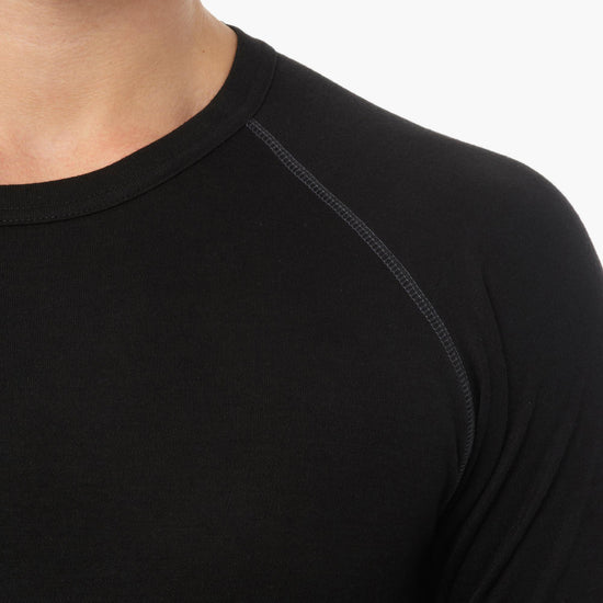 Mens Long Sleeved Thermal Crew Neck Top Black
