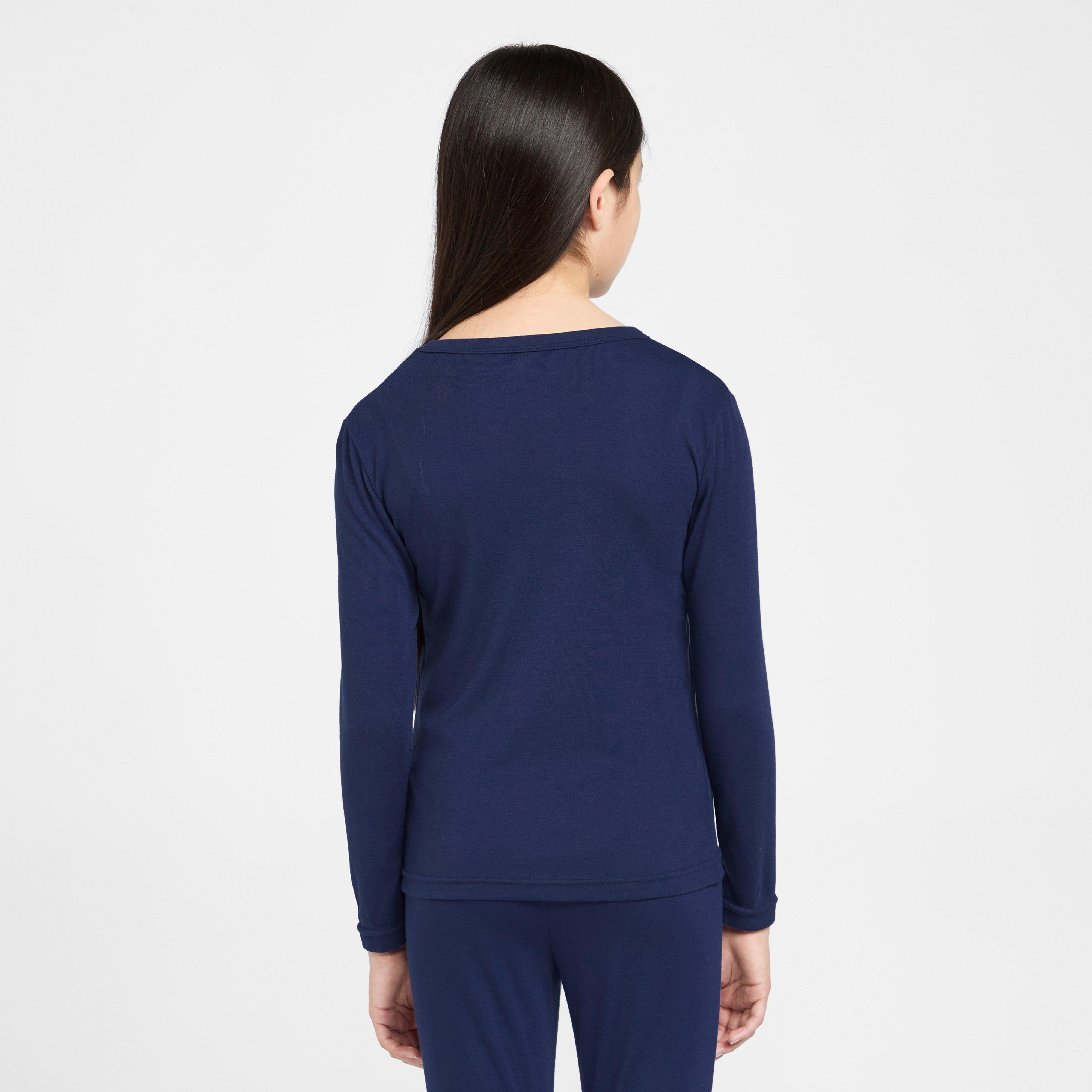 Kids Long Sleeved Thermal Crew Neck Top Navy