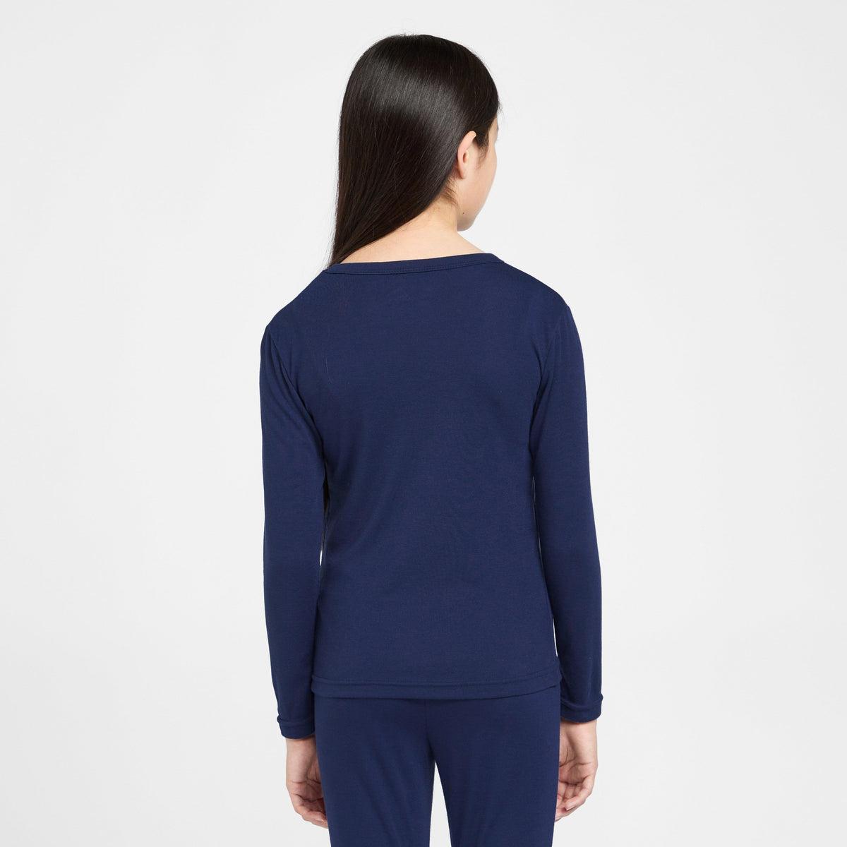 Kids Long Sleeved Thermal Crew Neck Top Navy