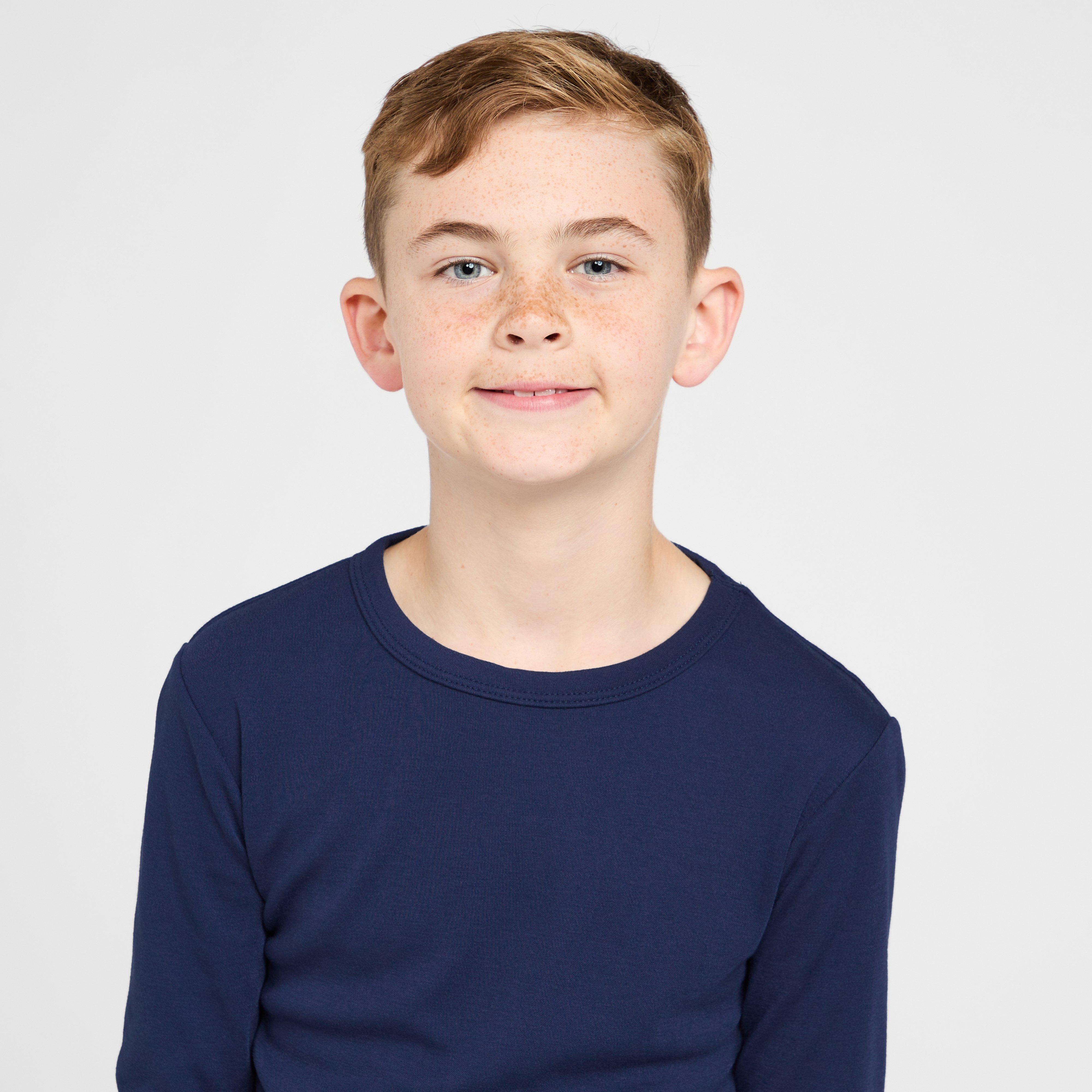 Kids Long Sleeved Thermal Crew Neck Top Navy