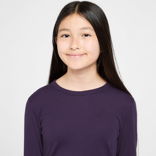 Kids Long Sleeved Thermal Crew Neck Top Purple
