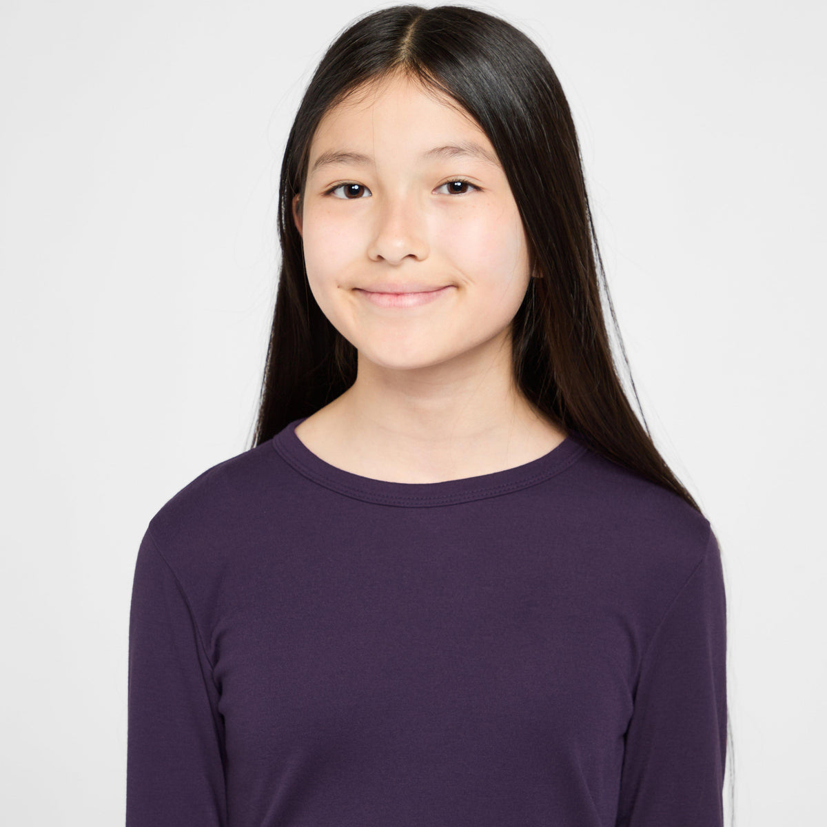 Kids Long Sleeved Thermal Crew Neck Top Purple