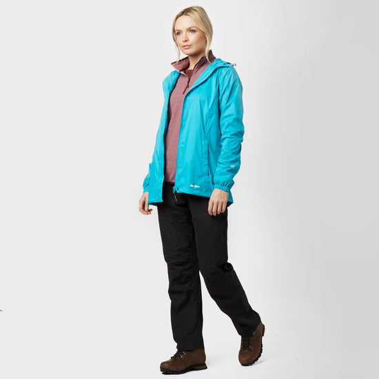 Womens Packable Hooded Jacket Blue