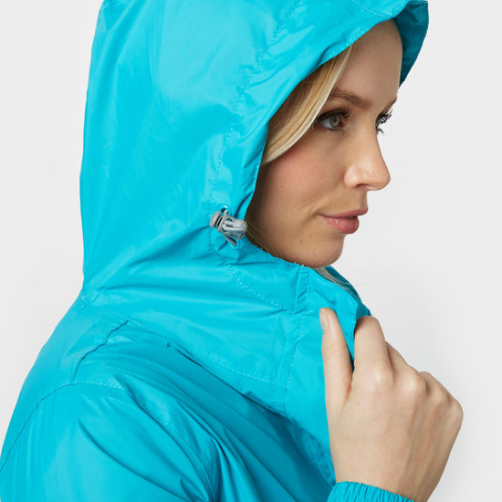 Womens Packable Hooded Jacket Blue
