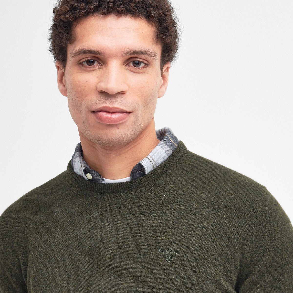 Mens Essential Lambswool Crew Neck Sweatshirt Seaweed