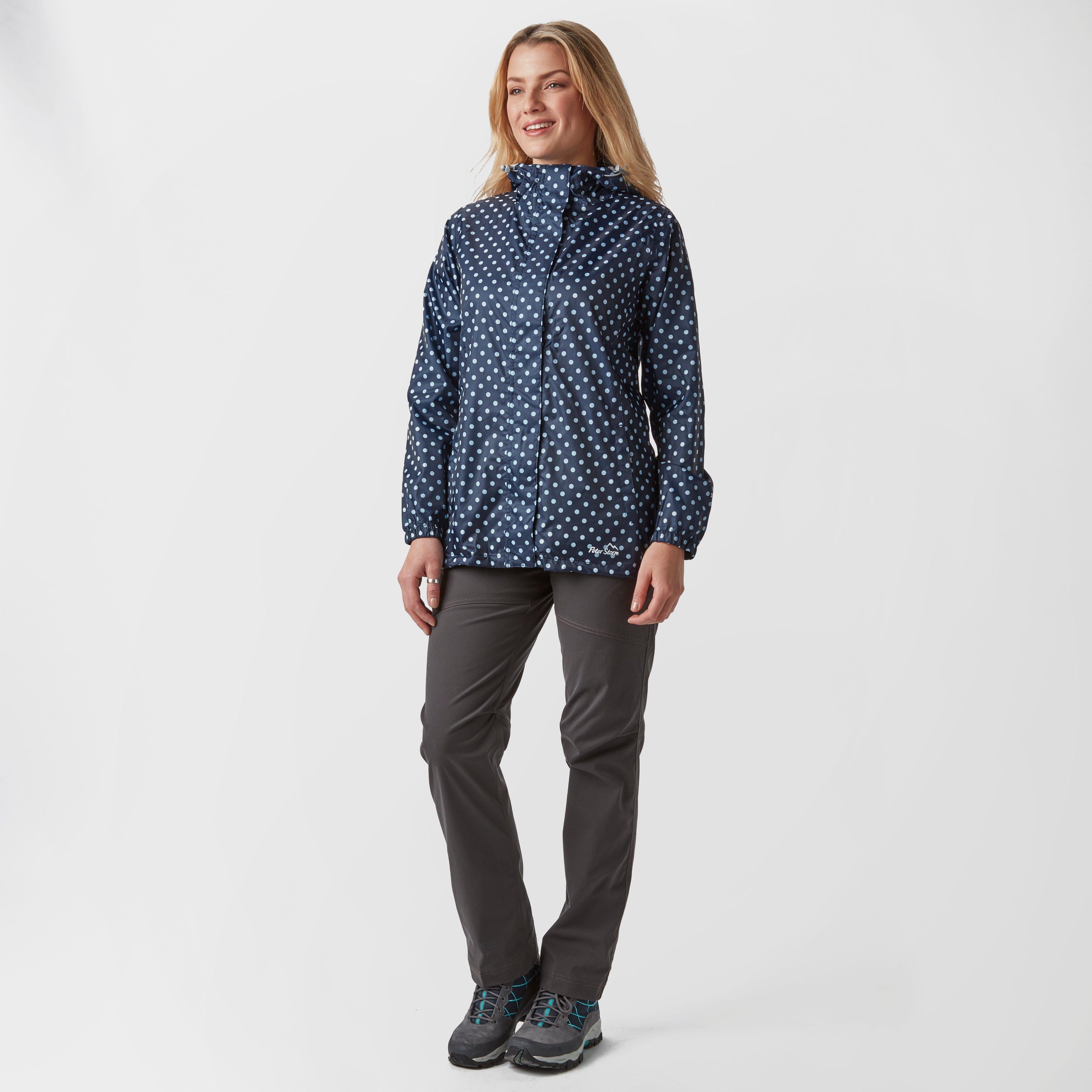 Womens Patterned Packable Jacket Navy/White