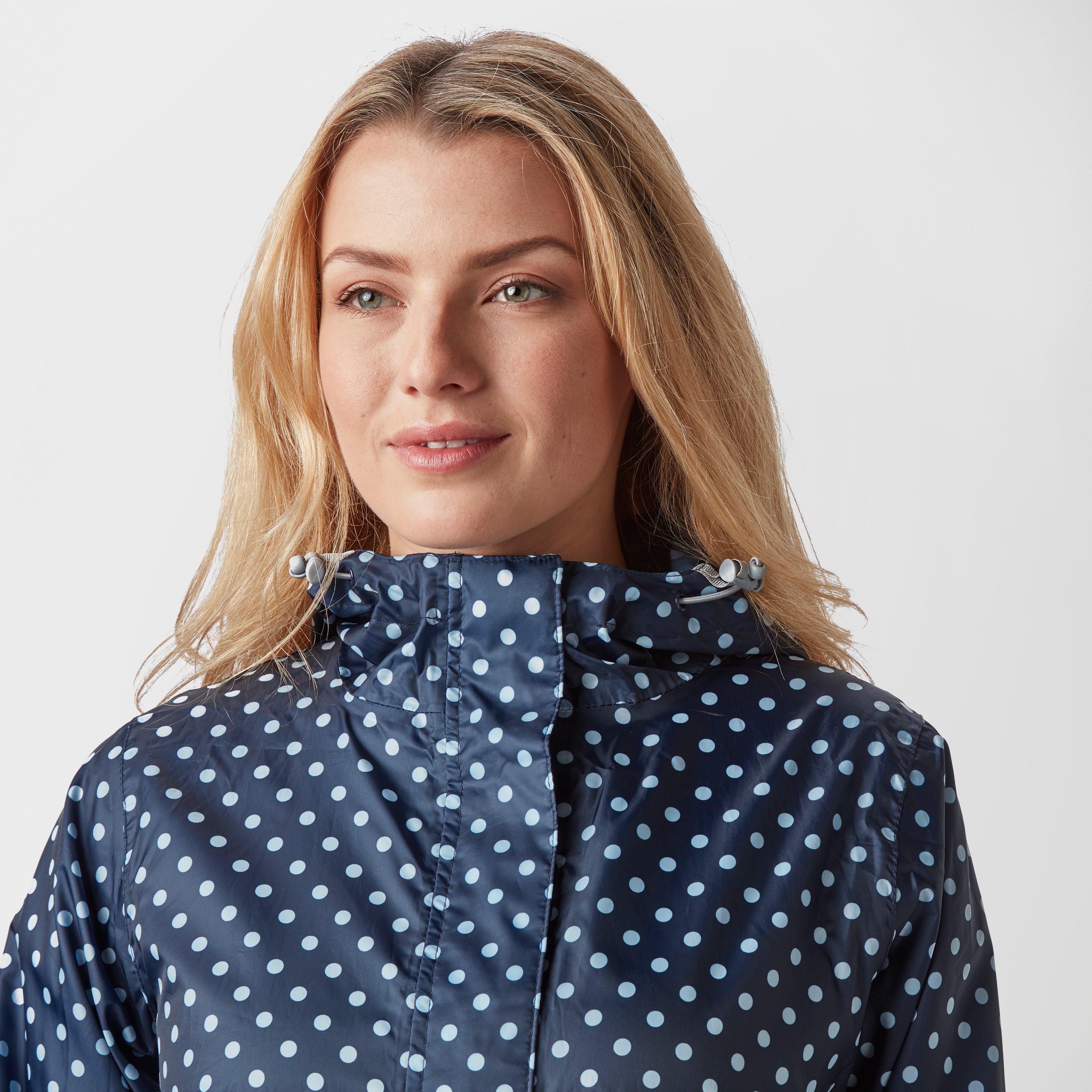 Womens Patterned Packable Jacket Navy/White