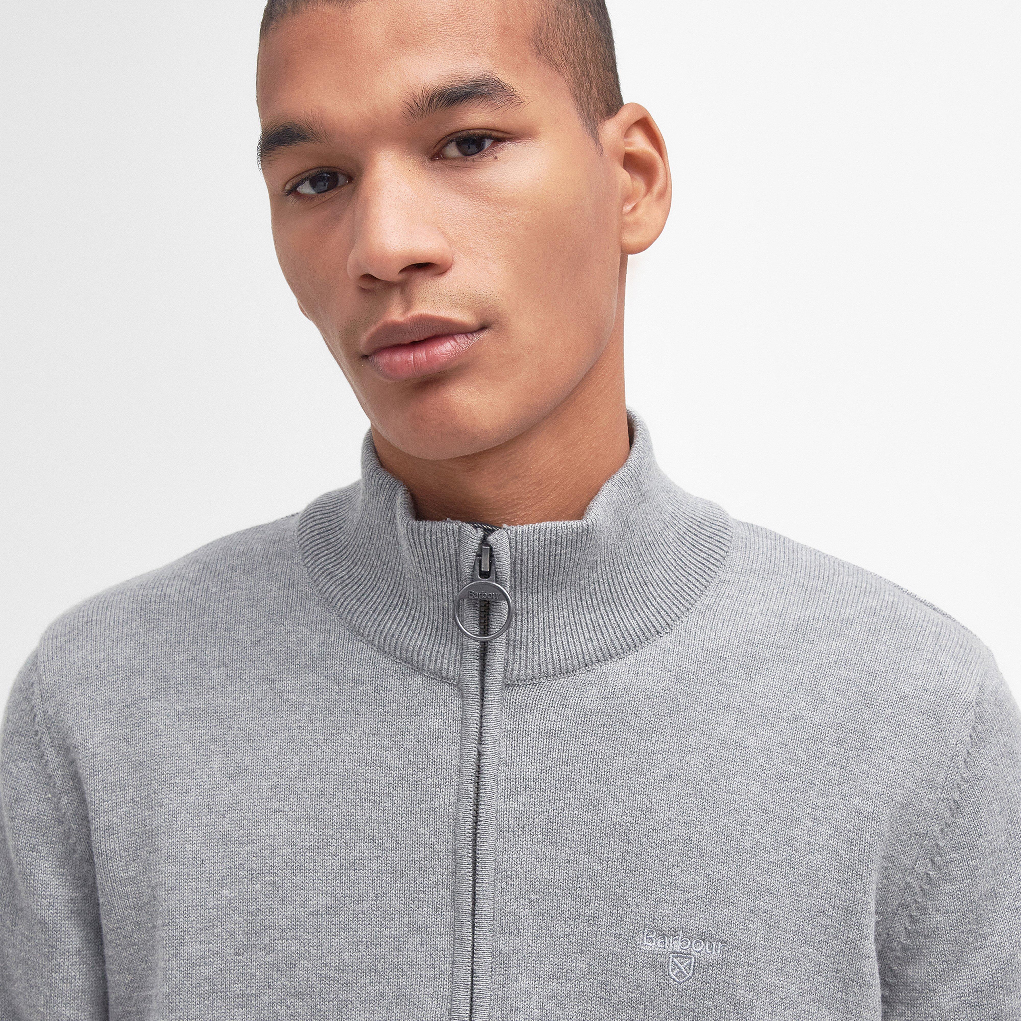 Mens Cotton Half Zip Grey Marl