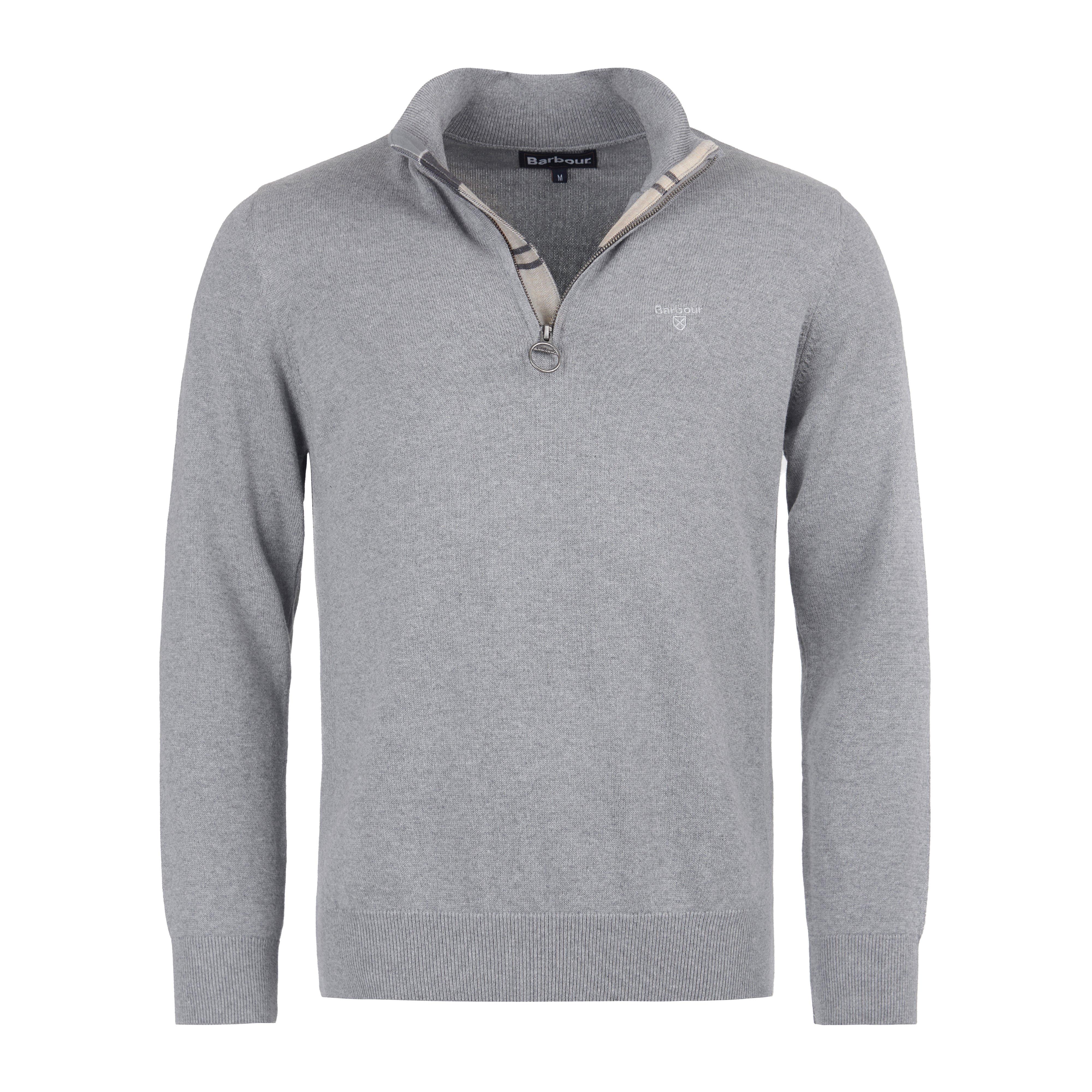 Mens Cotton Half Zip Grey Marl