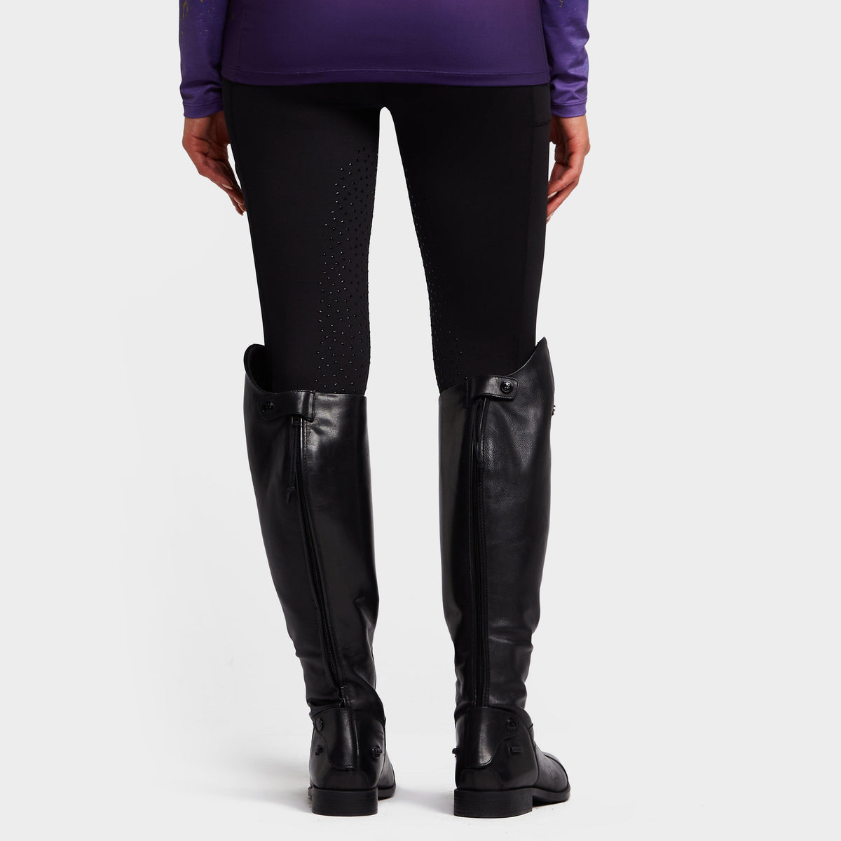 Womens Porter Winter Fleece Lined Knee Patch Riding Tights Black