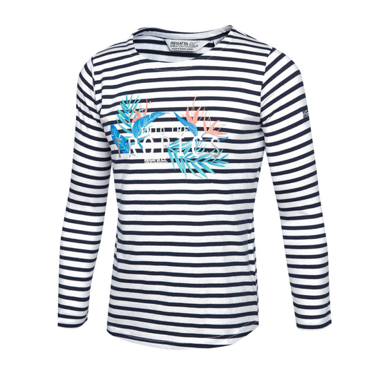 Kids Carmella Striped Long Sleeve T-Shirt Navy White Stripe