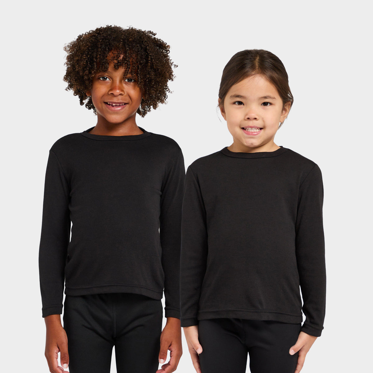Kids Long Sleeved Thermal Crew Neck Top Black