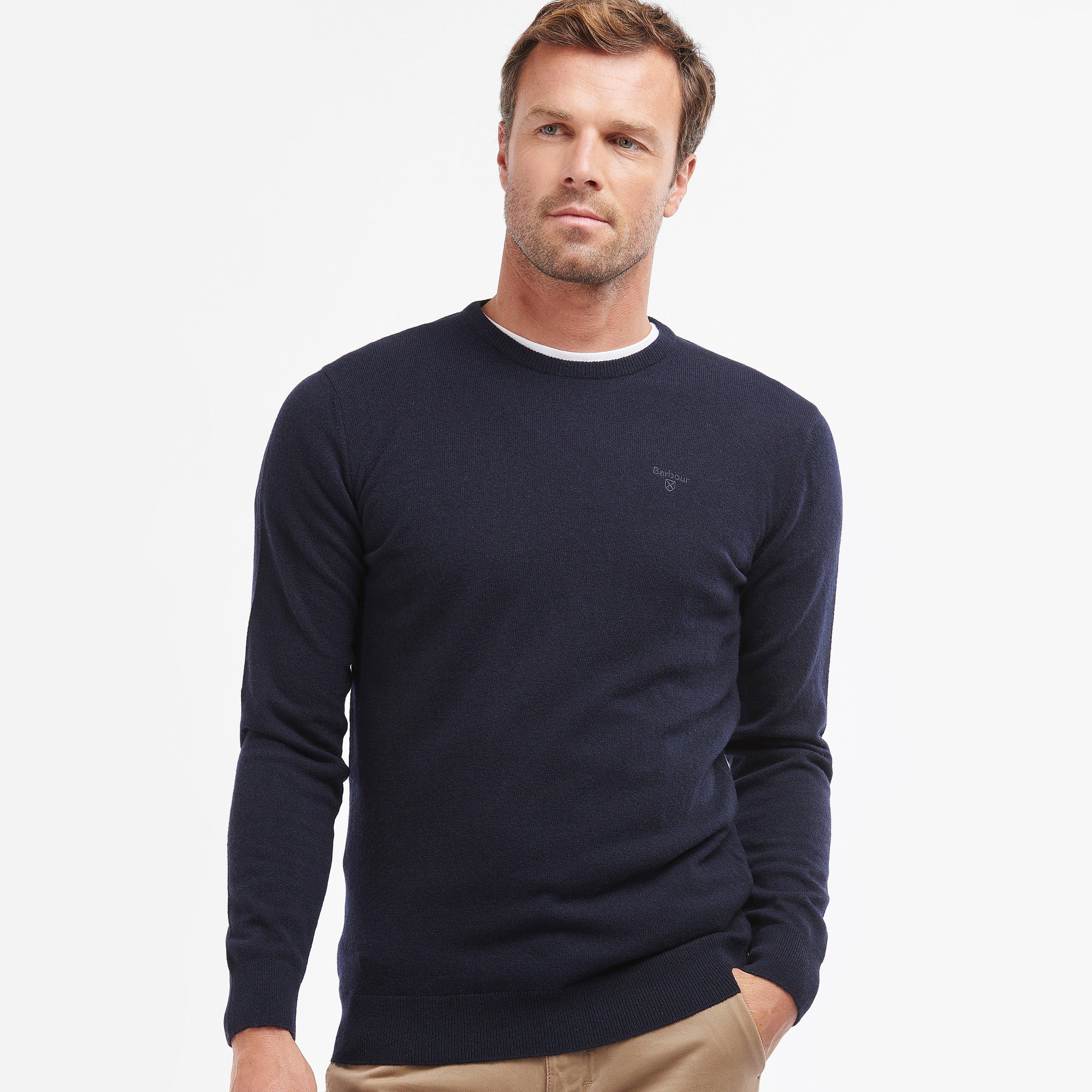 Mens Essential Lambswool Crew Neck Sweatshirt Navy