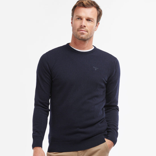 Mens Essential Lambswool Crew Neck Sweatshirt Navy