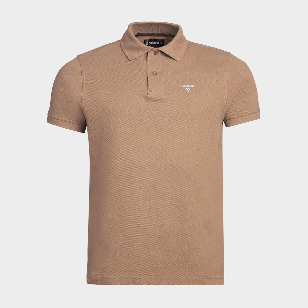Mens Tartan Pique Polo Shirt Sandstone