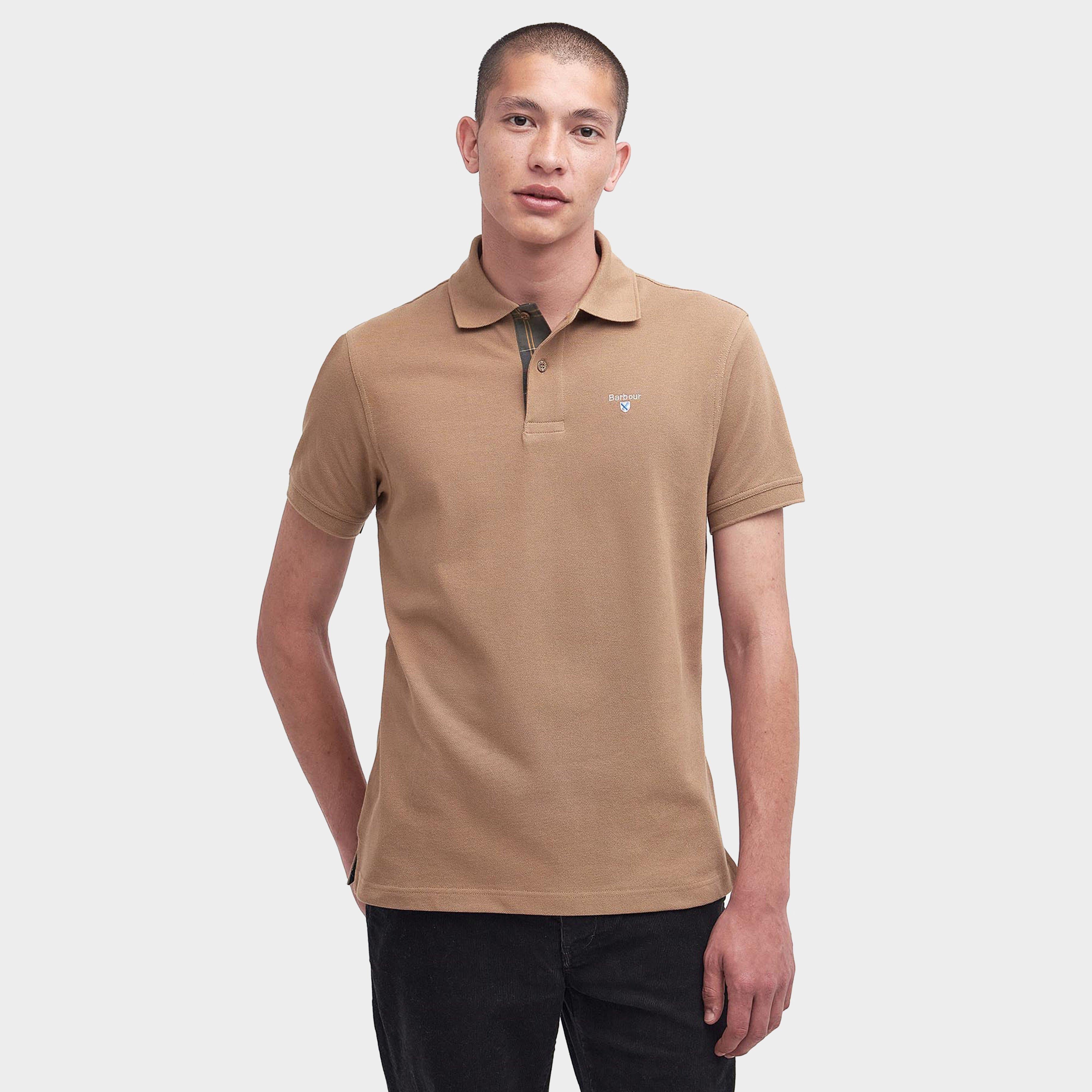 Mens Tartan Pique Polo Shirt Sandstone