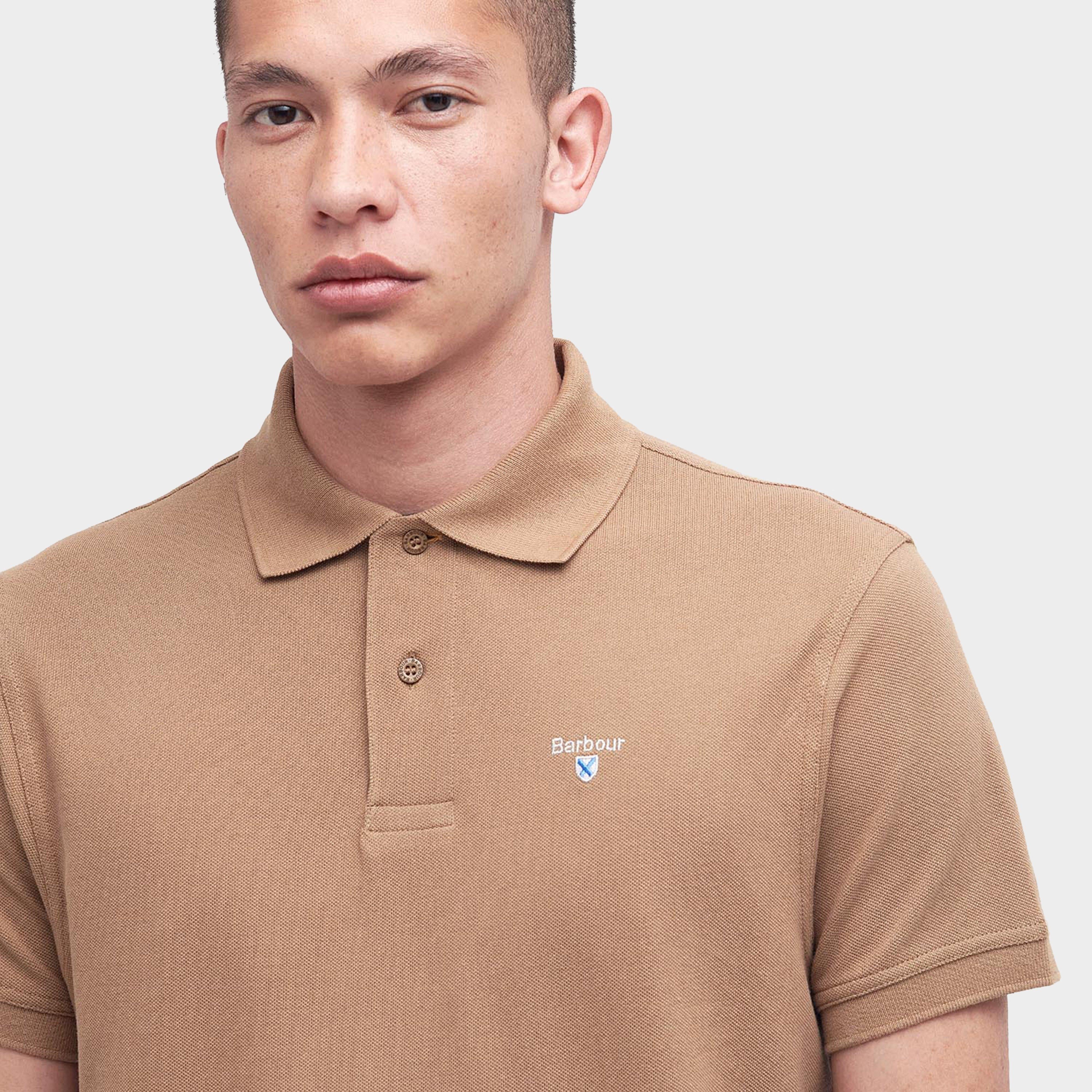 Mens Tartan Pique Polo Shirt Sandstone