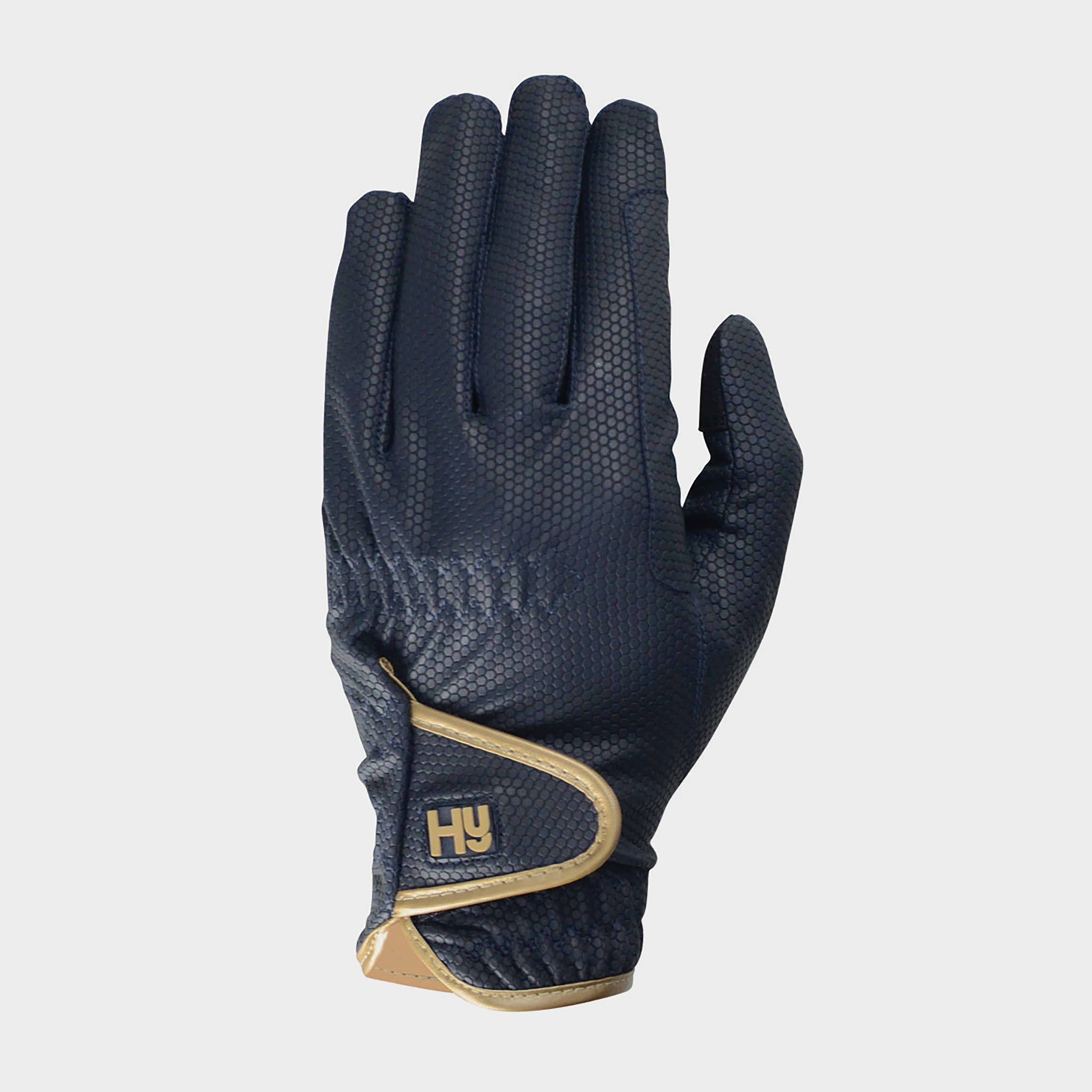 Hy5 Cottenham Adults Elite Riding Glove Navy/Gold