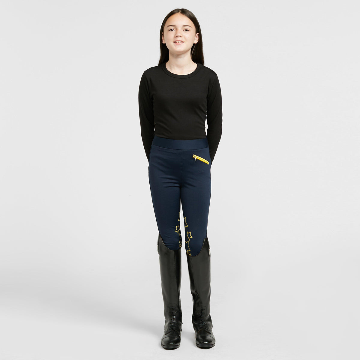 HyPERFORMANCE Childs Stella Riding Tights Navy/Yellow