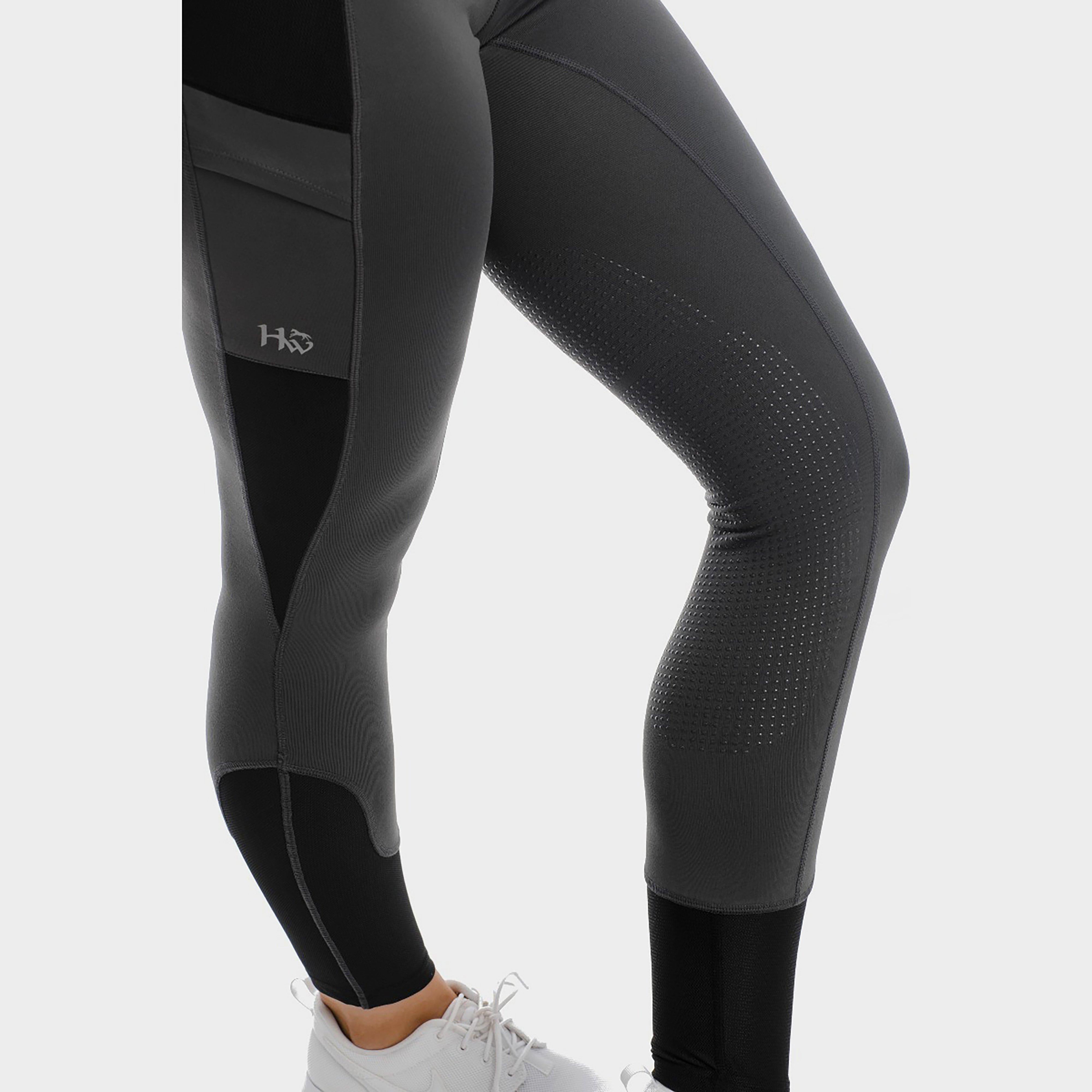 Womens Silicone Grip Riding Tights Charcoal