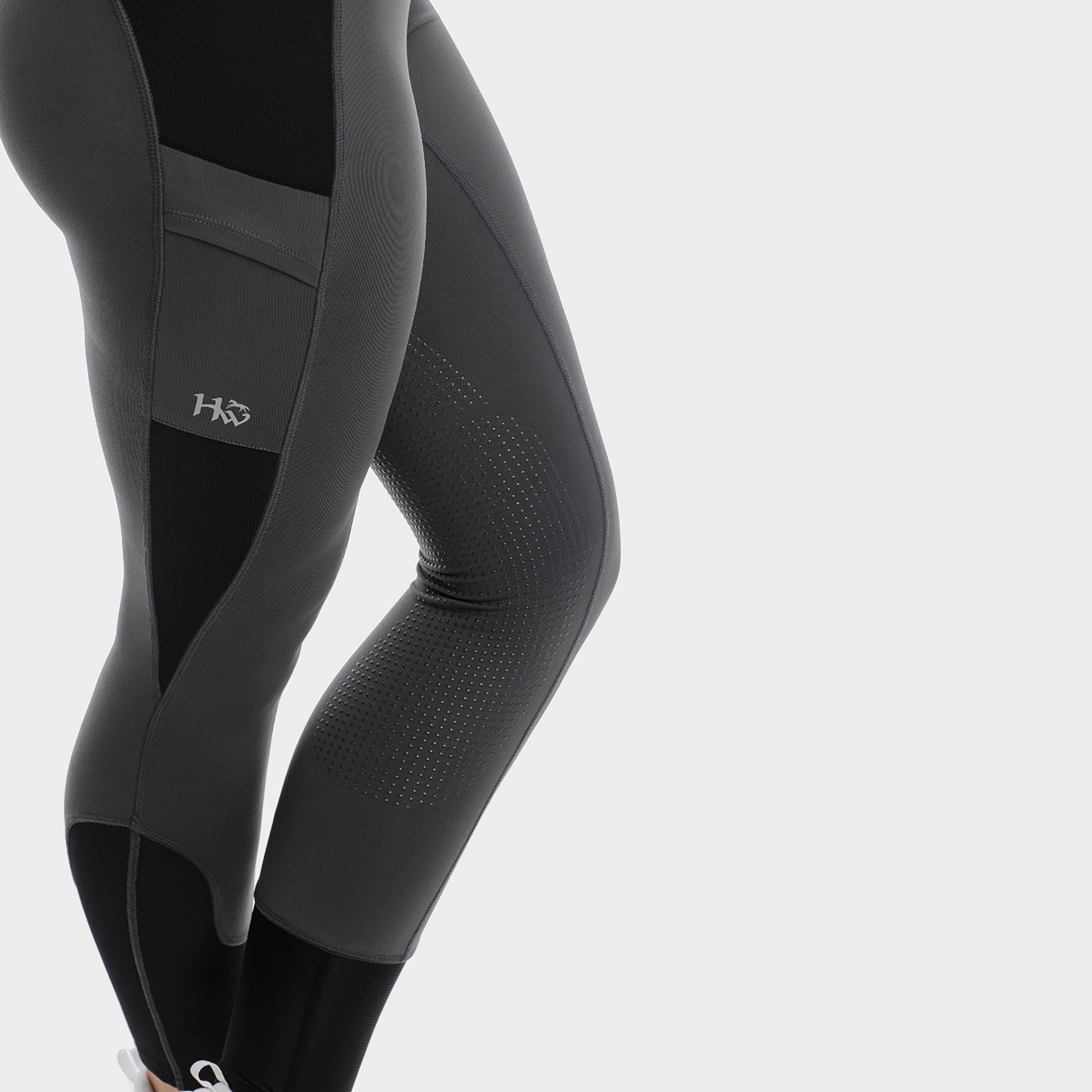 Womens Silicone Grip Riding Tights Charcoal