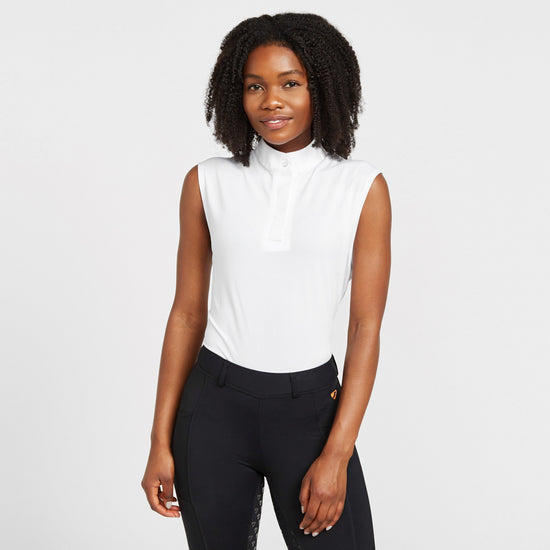 Ladies Sleeveless Stock Shirt White