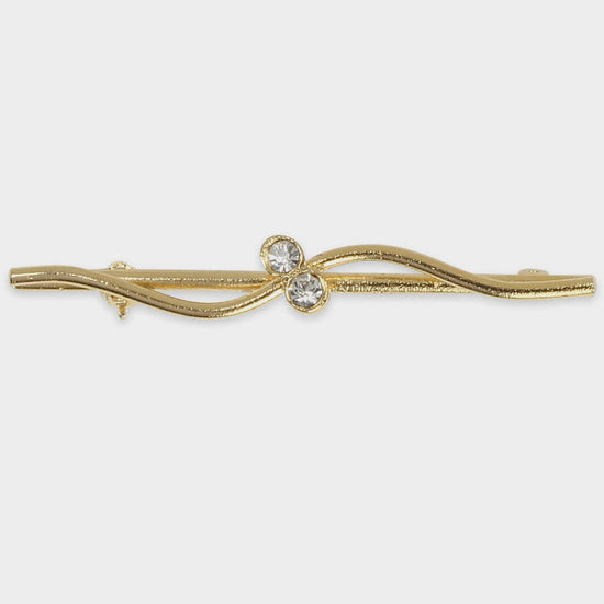 Gold Wave with Diamante Studs Stock Pin