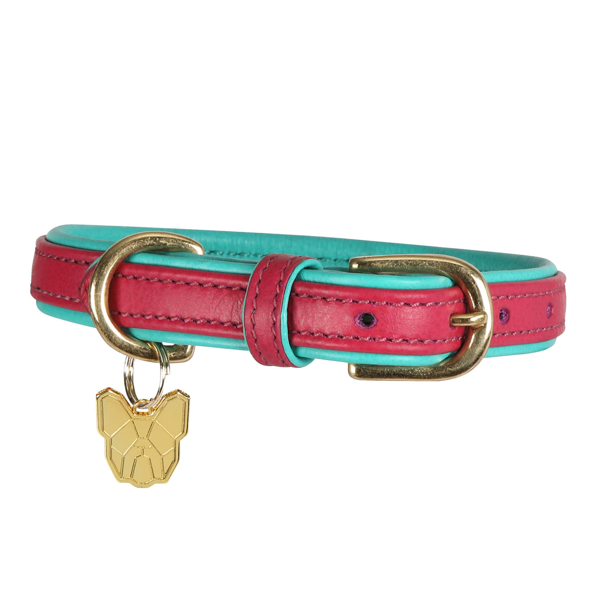 Padded Leather Dog Collar Pink