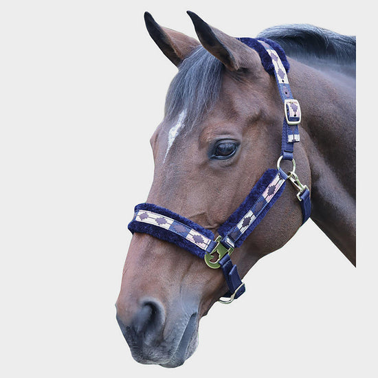 Polo Fleece Lined Headcollar Pink/Navy