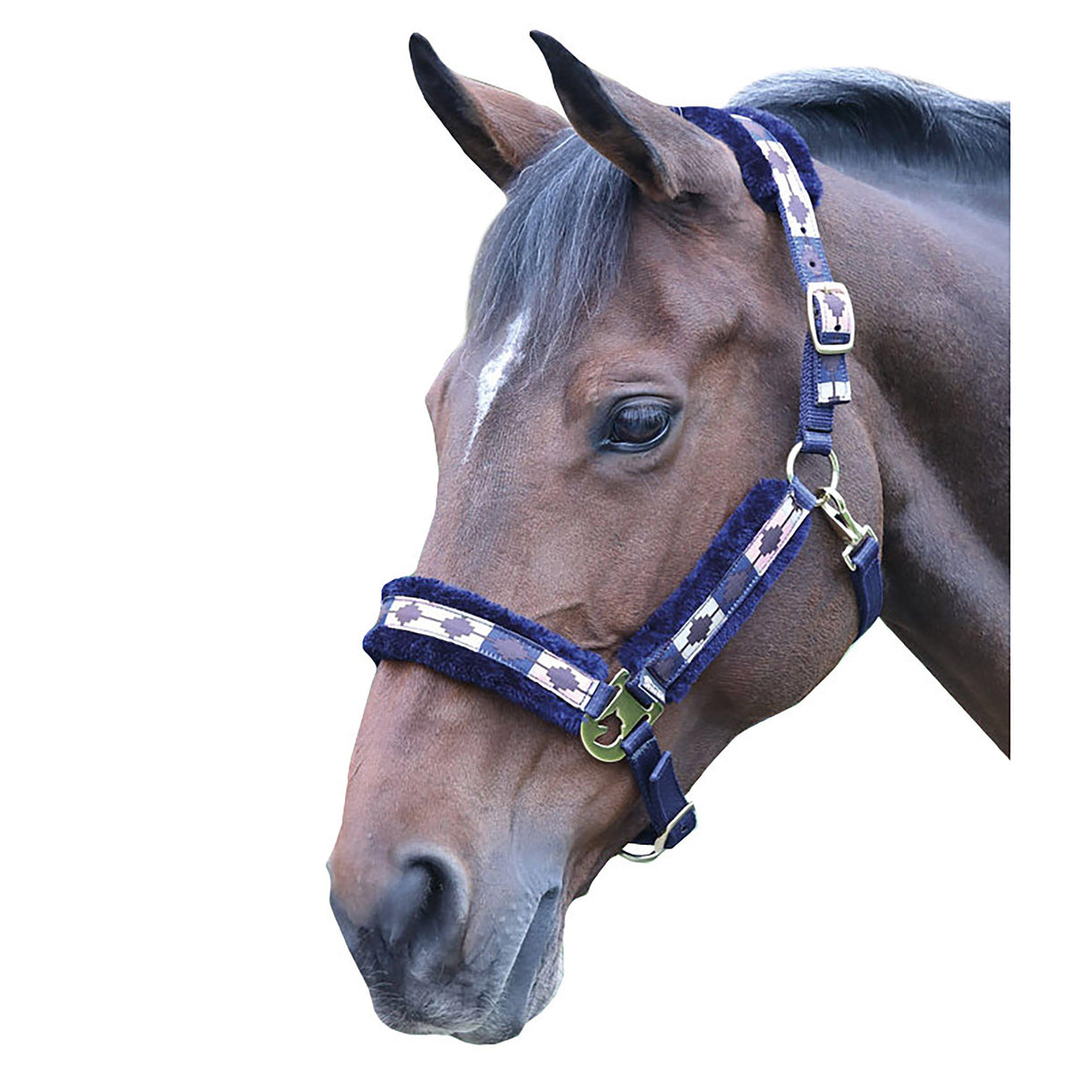 Polo Fleece Lined Headcollar Pink/Navy