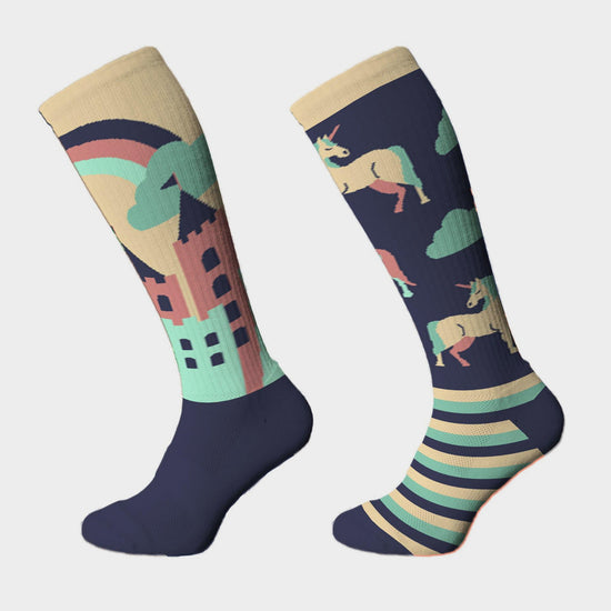 Novelty Socks Navy Unicorn