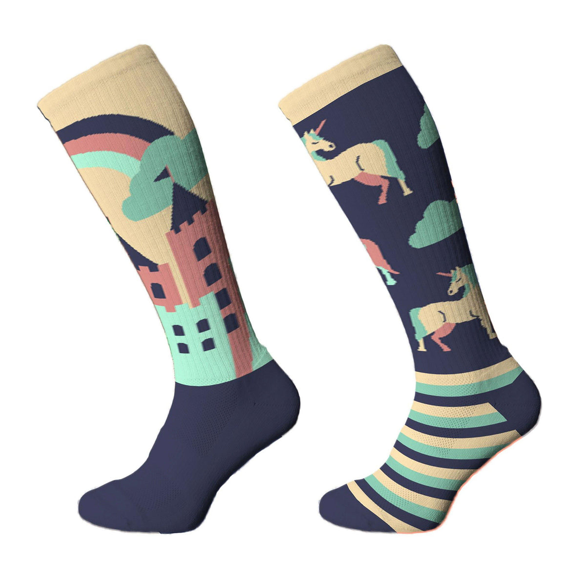 Novelty Socks Navy Unicorn