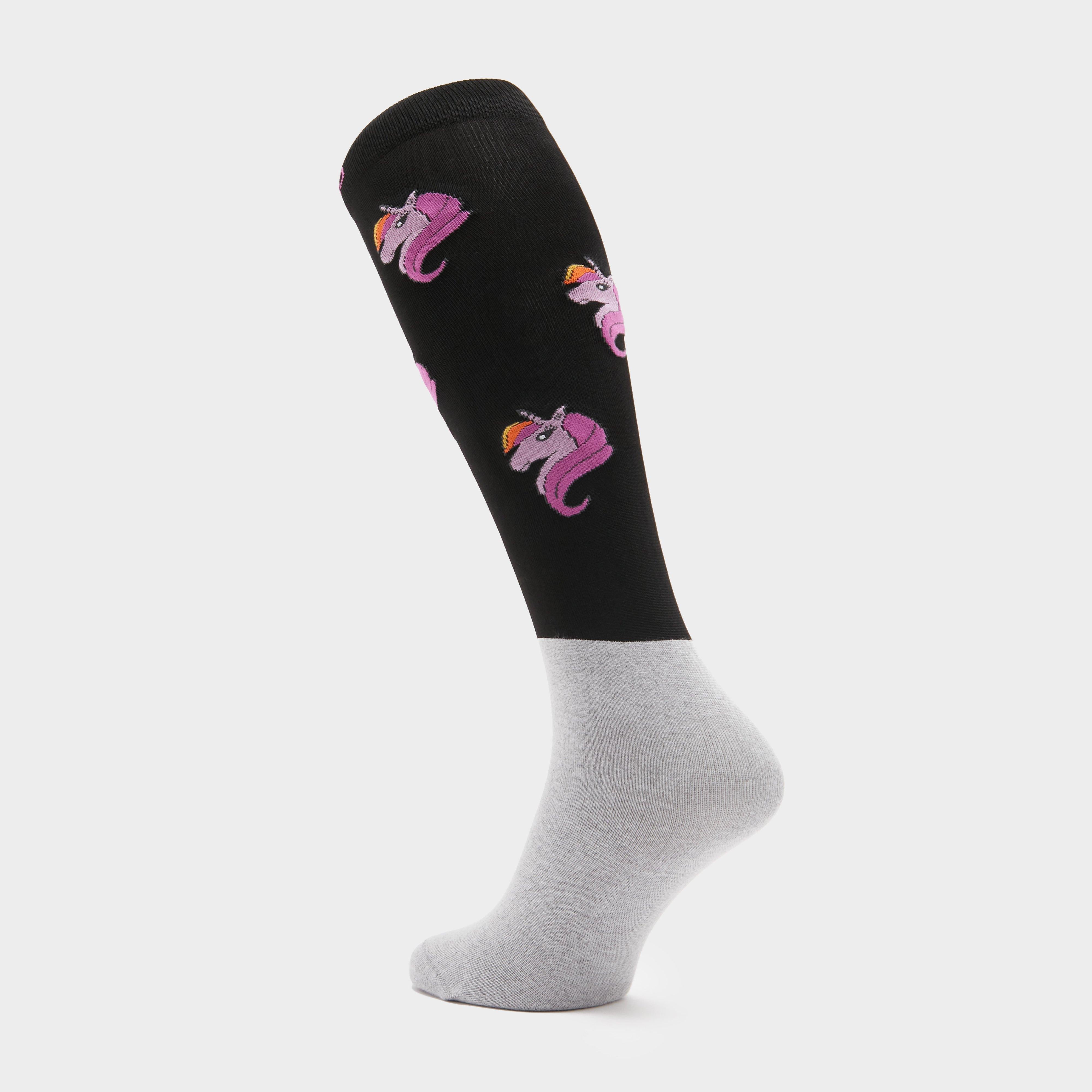 Adults Microfibre Socks Black Unicorn