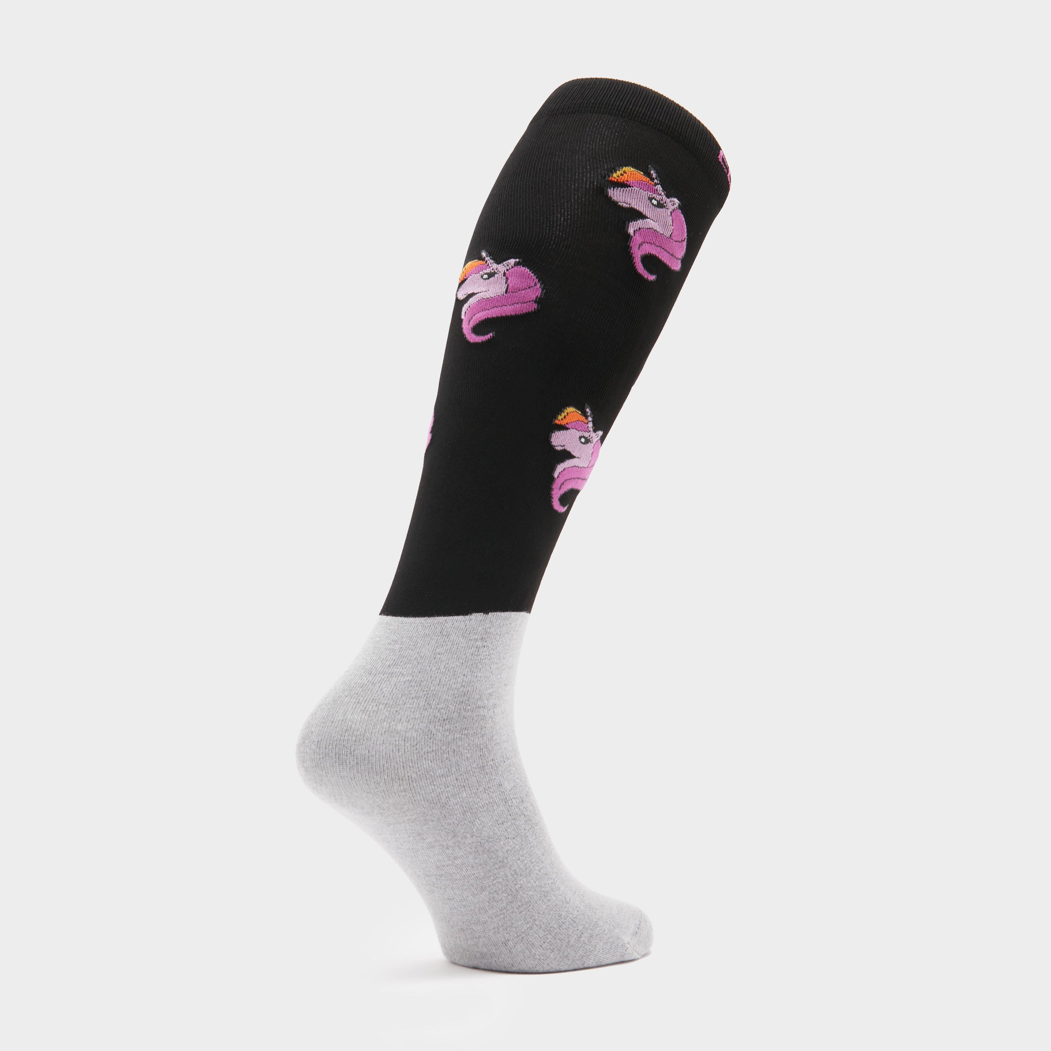 Adults Microfibre Socks Black Unicorn