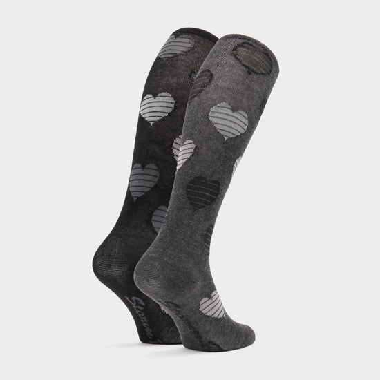 StormBloc® Equestrian Kids Hearts Socks 2 Pack Black