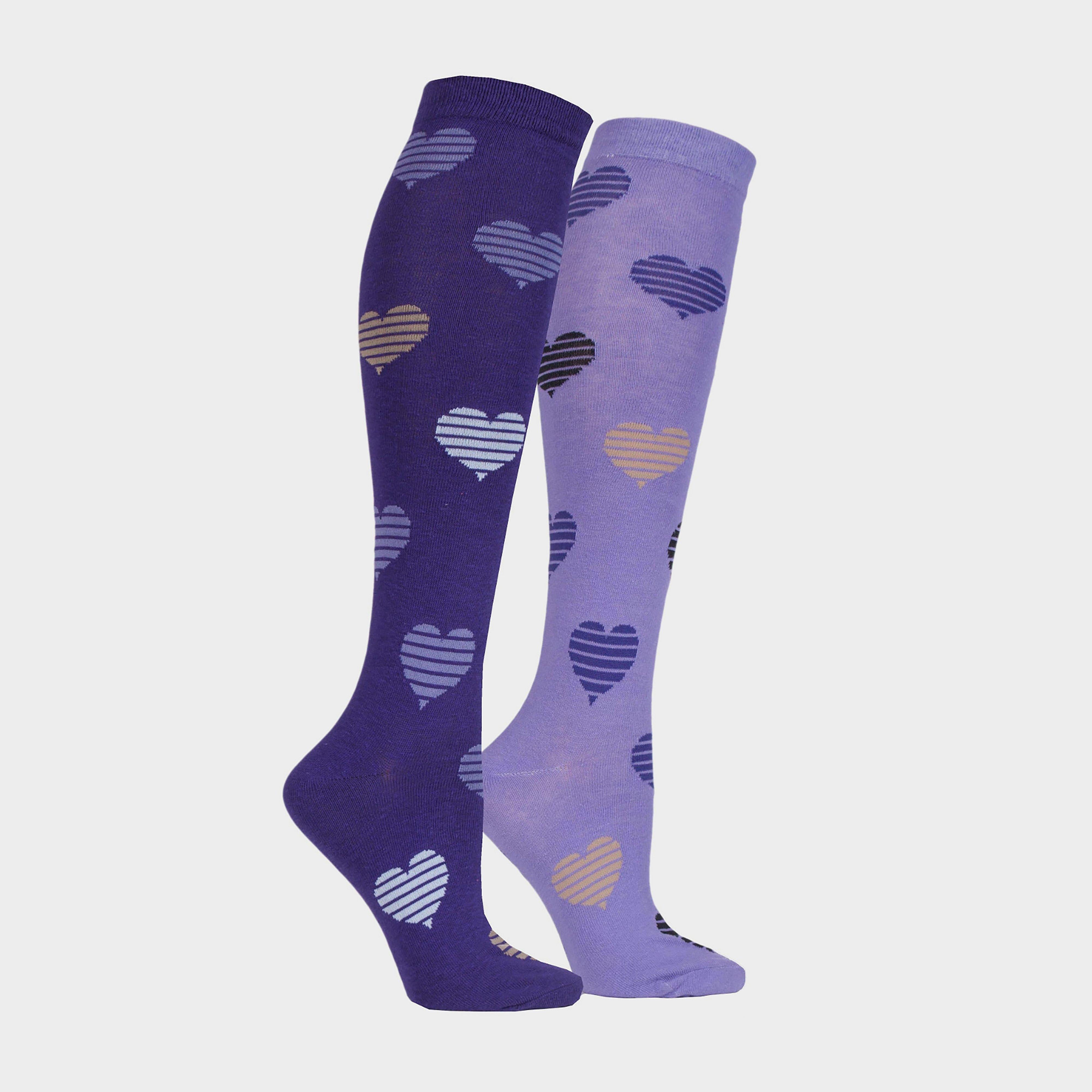 StormBloc® Equestrian Kids Hearts Socks 2 Pack Purple