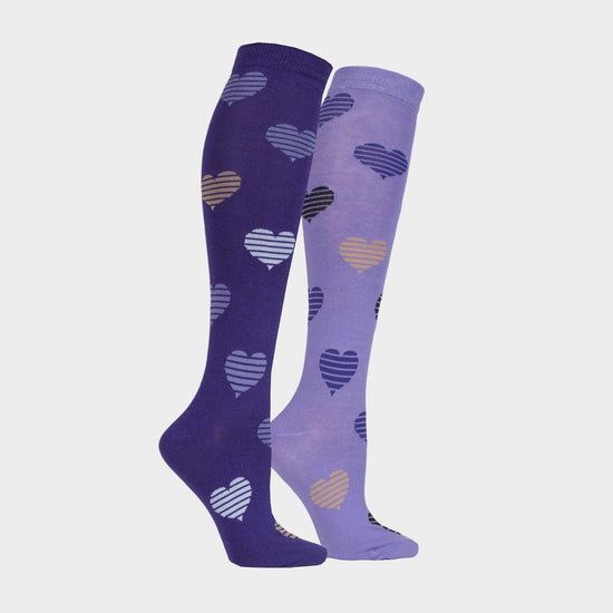 StormBloc® Equestrian Kids Hearts Socks 2 Pack Purple