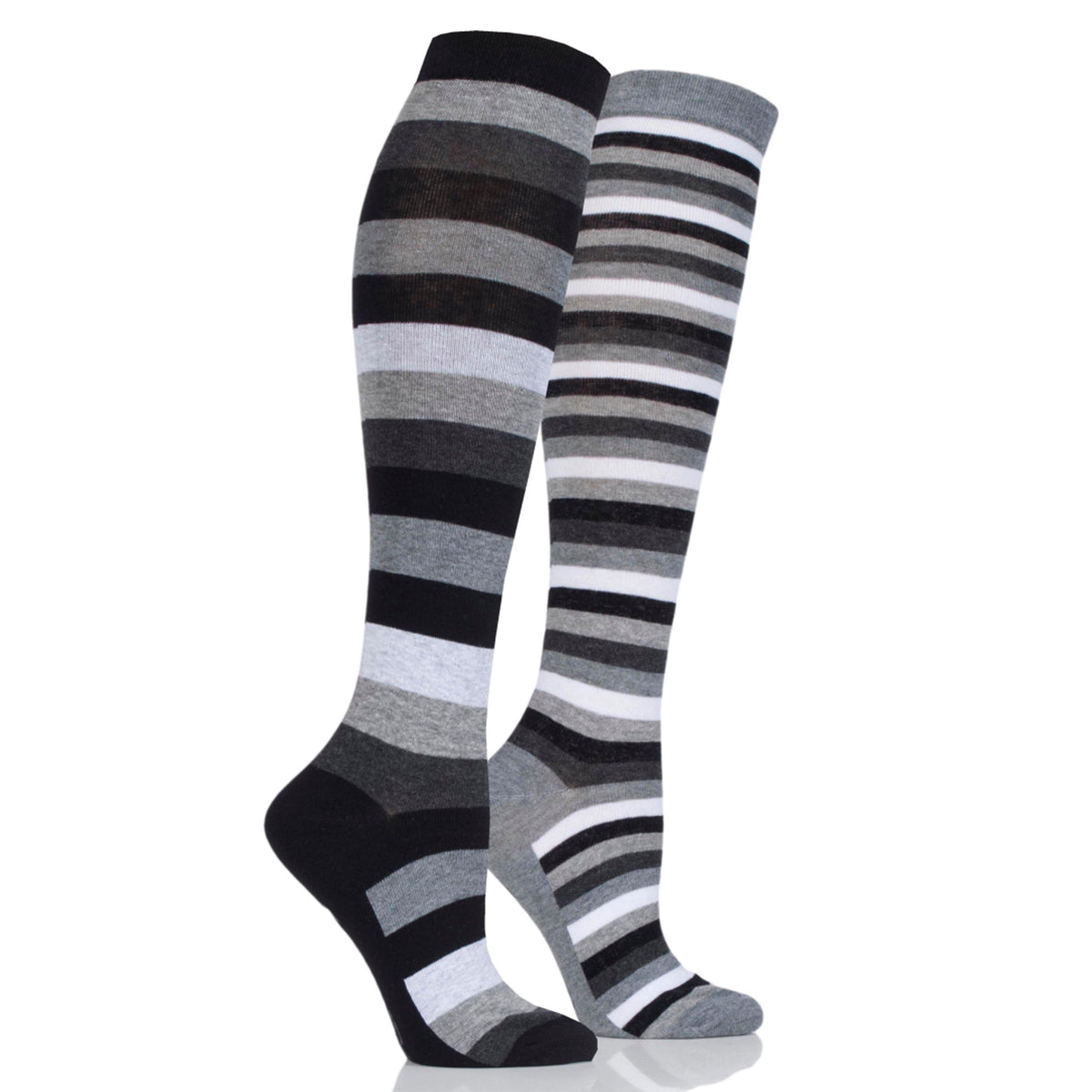 Ladies Stripe Socks 2 Pack Black