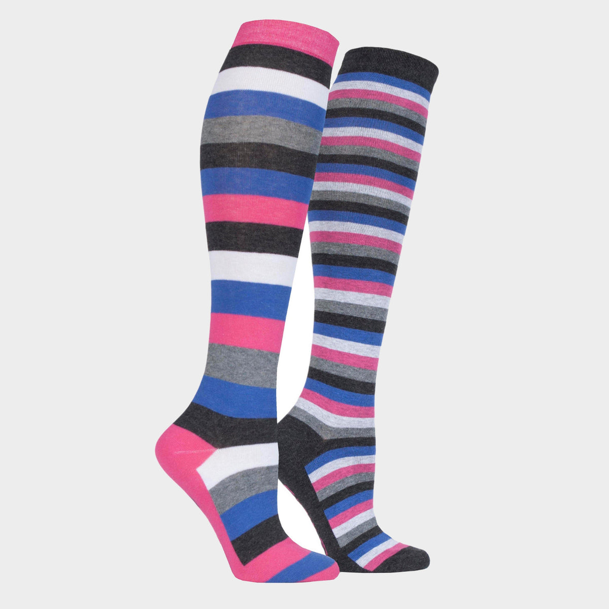 StormBloc® Equestrian Ladies Stripe Socks 2 Pack Cerise