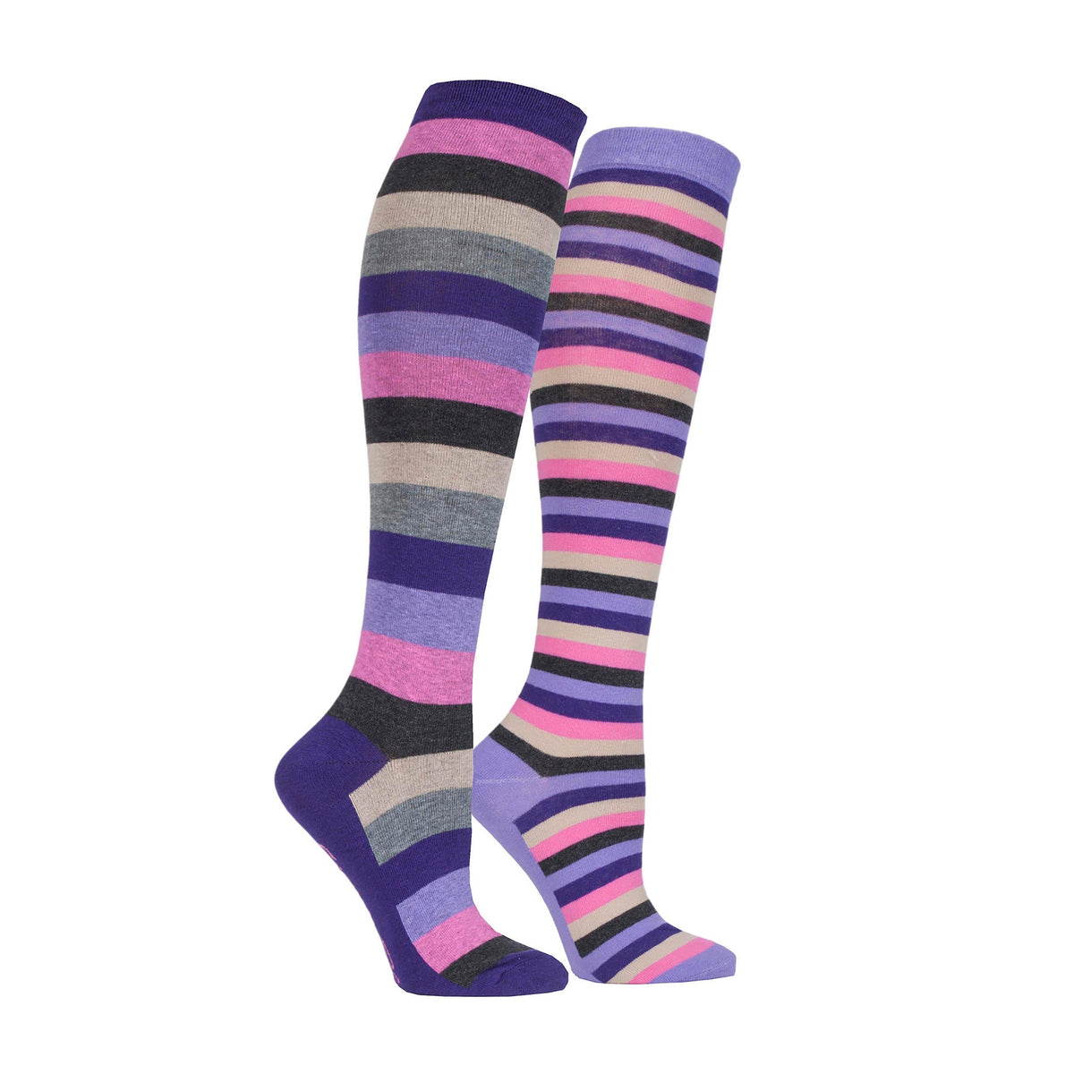 StormBloc® Equestrian Ladies Stripe Socks 2 Pack Purple