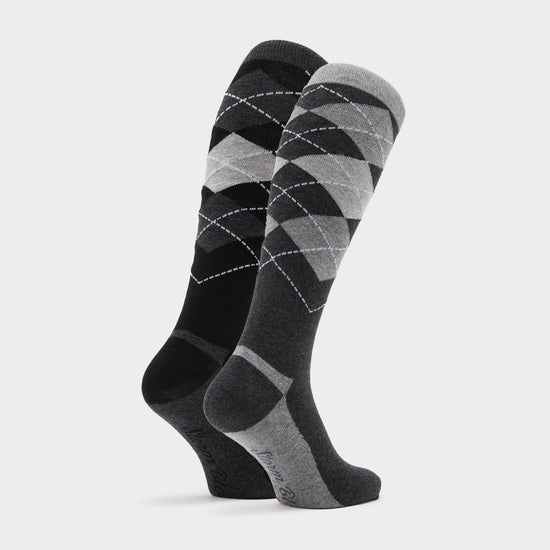 StormBloc® Equestrian Ladies Argyle Socks 2 Pack Black