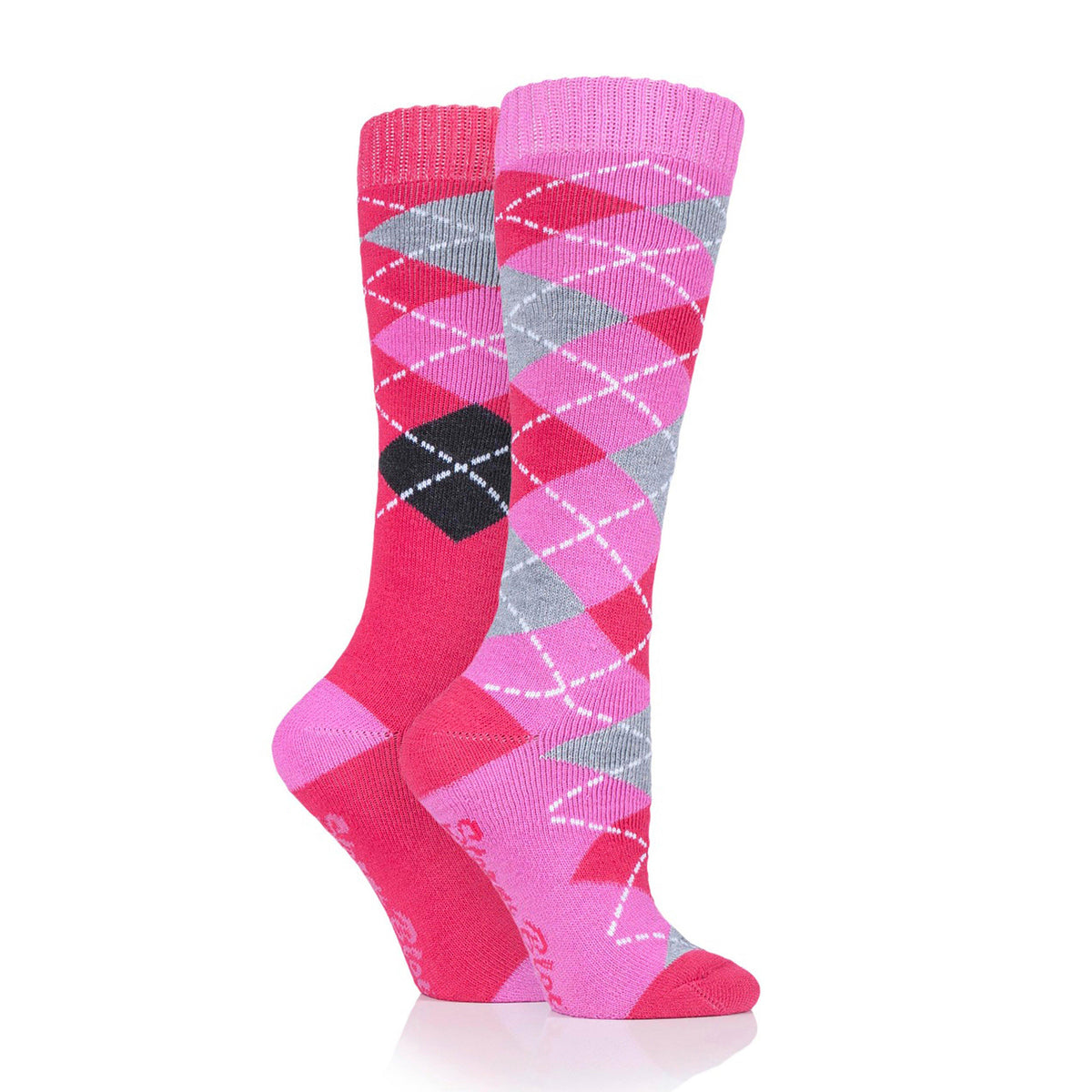 Womens Midweight Argyle Lingfield 2 Pack Socks Cerise